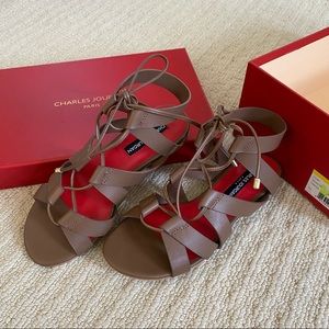 Charles Jourdan ‘Jacalyn’ Leather Lace-Up / Gladiator Sandals, Size 5 US